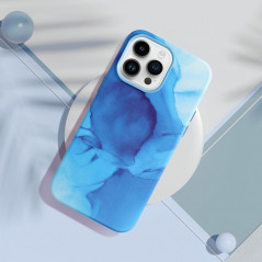 Kryt Leather Mag Cover na Apple iPhone 12 Pro Elegantní  MagSAFE  Modrá skvrna