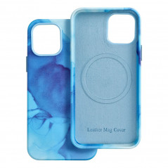 Kryt Leather Mag Cover na Apple iPhone 12 Pro Elegantní  MagSAFE  Modrá skvrna