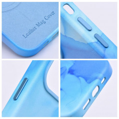 Kryt Leather Mag Cover na Apple iPhone 12 Pro Elegantní  MagSAFE  Modrá skvrna