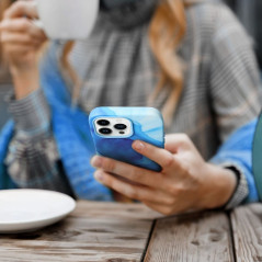 Kryt Leather Mag Cover na Apple iPhone 11 Elegantní  MagSAFE  Modrá skvrna