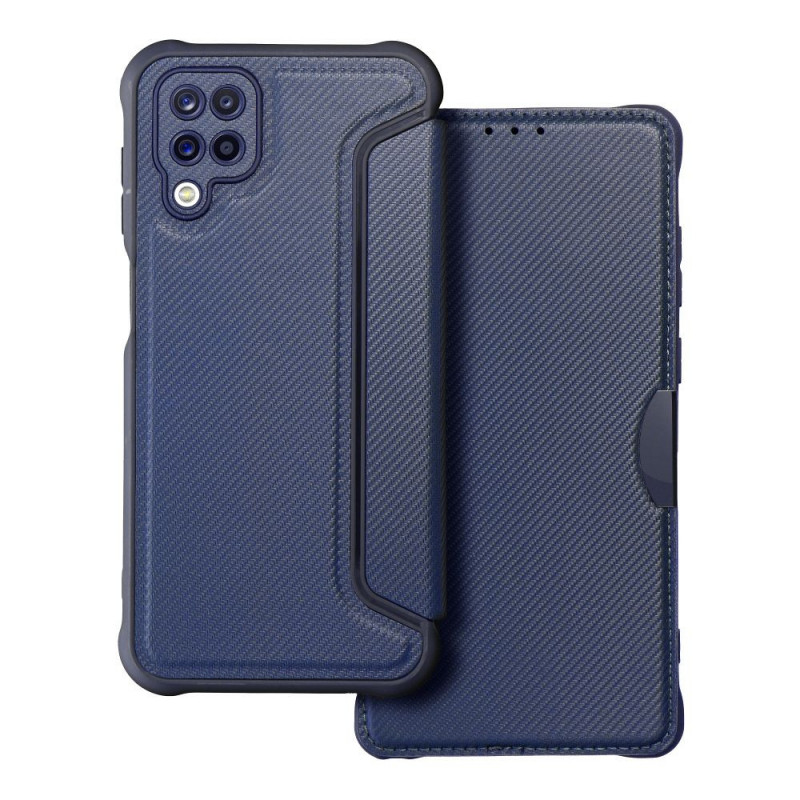 Peněženkové pouzdro Razor Book na Samsung Galaxy A12 Uhlíkové vlákno, Karbonový vzor  Modrý