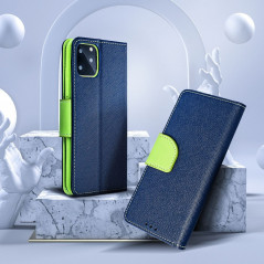 Peněženkové pouzdro Fancy Book na Samsung Galaxy A14 5G Námořnická modrá / Limetkovo zelený