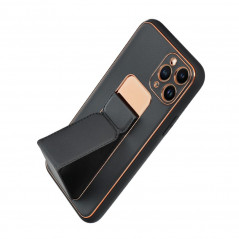 Kryt LEATHER Case Kickstand na Apple iPhone 11 Černý