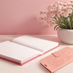 Peněženkové pouzdro MEZZO Book na XIAOMI Redmi Note 13 Pro Plus 5G Lapač snů  Světle broskvový