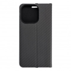 Peněženkové pouzdro LUNA Book Carbon na Apple iPhone 15 Pro Uhlíkové vlákno, Elegantní  Černý