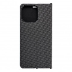 Peněženkové pouzdro LUNA Book Carbon na Apple iPhone 15 Pro Max Uhlíkové vlákno, Elegantní  Černý