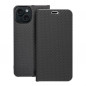 Peněženkové pouzdro LUNA Book Carbon na Apple iPhone 15 Uhlíkové vlákno, Elegantní  Černý