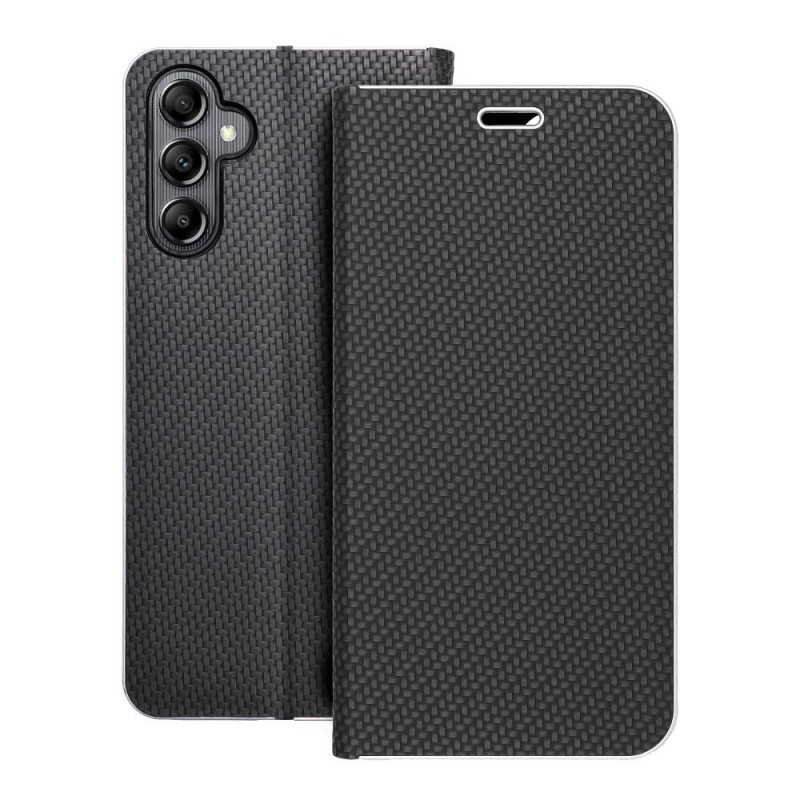 Peněženkové pouzdro LUNA Book Carbon na Samsung Galaxy A14 5G Uhlíkové vlákno, Elegantní  Černý