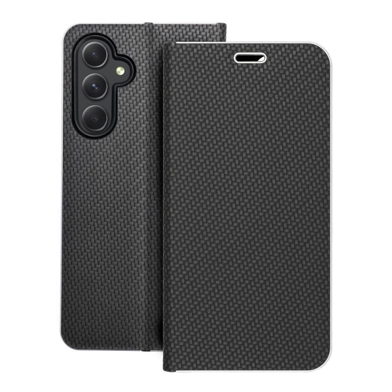 Peněženkové pouzdro LUNA Book Carbon na Samsung Galaxy A54 Uhlíkové vlákno, Elegantní  Černý