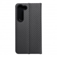 Peněženkové pouzdro LUNA Book Carbon na Samsung Galaxy S23 5G Uhlíkové vlákno, Elegantní  Černý