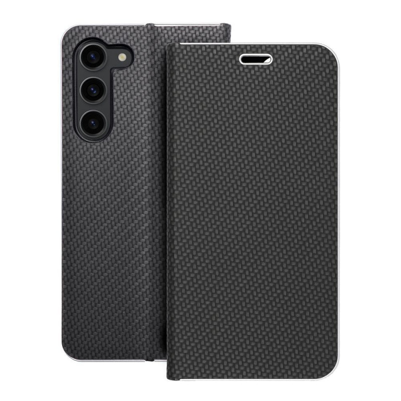 Peněženkové pouzdro LUNA Book Carbon na Samsung Galaxy S23 Plus 5G Uhlíkové vlákno, Elegantní  Černý