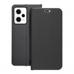 Peněženkové pouzdro LUNA Book Carbon na XIAOMI Redmi Note 12 Pro 5G Uhlíkové vlákno, Elegantní  Černý