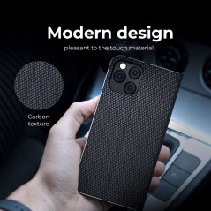Peněženkové pouzdro LUNA Book Carbon na XIAOMI Redmi Note 12 Pro Plus 5G Uhlíkové vlákno, Elegantní  Černý
