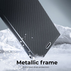 Peněženkové pouzdro LUNA Book Carbon na XIAOMI Redmi Note 12 Pro Plus 5G Uhlíkové vlákno, Elegantní  Černý