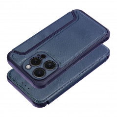 Peněženkové pouzdro Razor Book na Apple iPhone 15 Pro Uhlíkové vlákno, Karbonový vzor  Modrý