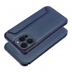 Peněženkové pouzdro Razor Book na Apple iPhone 15 Pro Max Uhlíkové vlákno, Karbonový vzor  Modrý