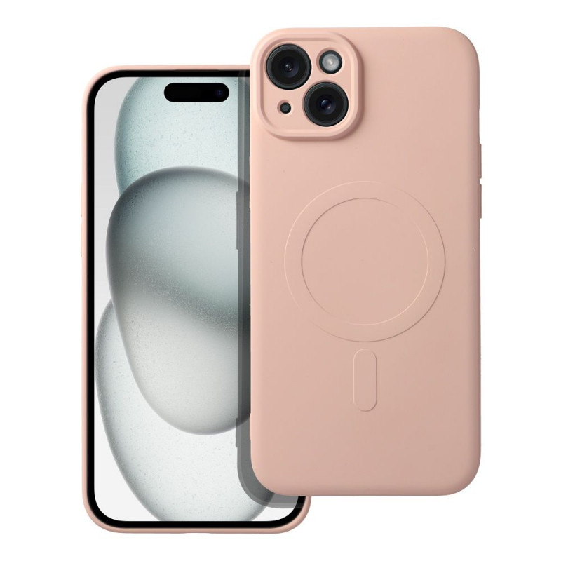 Kryt Silicone Mag Cover na Apple iPhone 15 Plus MagSAFE  Růžový