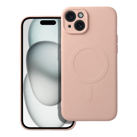 Kryt Silicone Mag Cover na Apple iPhone 15 Plus MagSAFE  Růžový