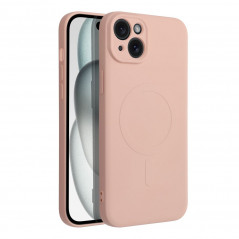 Kryt Silicone Mag Cover na Apple iPhone 15 Plus MagSAFE  Růžový