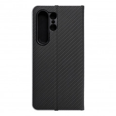Peněženkové pouzdro LUNA Book Carbon na Samsung Galaxy S24 ULTRA Uhlíkové vlákno, Elegantní  Černý