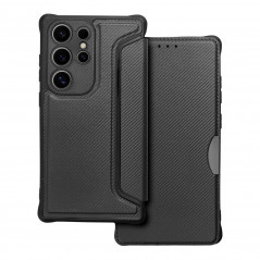 Peněženkové pouzdro Razor Book na Samsung Galaxy S24 ULTRA Uhlíkové vlákno, Karbonový vzor  Černý