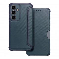 Peněženkové pouzdro Razor Book na Samsung Galaxy S24 PLUS Uhlíkové vlákno, Karbonový vzor  Modrý