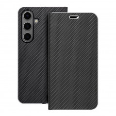 Peněženkové pouzdro LUNA Book Carbon na Samsung Galaxy S24 Uhlíkové vlákno, Elegantní  Černý