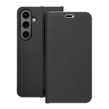 Peněženkové pouzdro LUNA Book Carbon na Samsung Galaxy S24 Uhlíkové vlákno, Elegantní  Černý