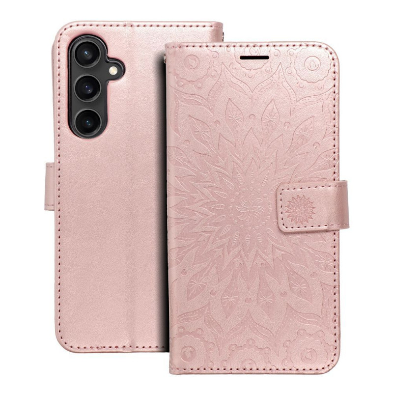 Peněženkové pouzdro MEZZO Book na Samsung Galaxy S23 FE Mandala  Růžovo-zlatý