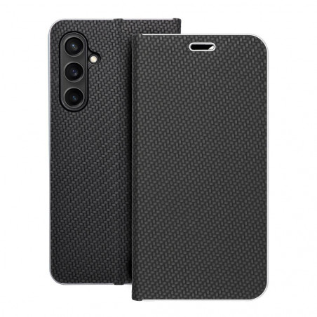 Peněženkové pouzdro LUNA Book Carbon na Samsung Galaxy S23 FE Uhlíkové vlákno, Elegantní  Černý