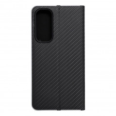 Peněženkové pouzdro LUNA Book Carbon na Samsung Galaxy A35 Uhlíkové vlákno, Elegantní  Černý