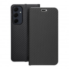 Peněženkové pouzdro LUNA Book Carbon na Samsung Galaxy A35 Uhlíkové vlákno, Elegantní  Černý