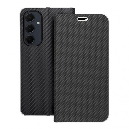 Peněženkové pouzdro LUNA Book Carbon na Samsung Galaxy A35 Uhlíkové vlákno, Elegantní  Černý