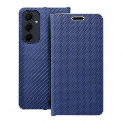 Peněženkové pouzdro LUNA Book Carbon na Samsung Galaxy A35 Uhlíkové vlákno, Elegantní  Modrý