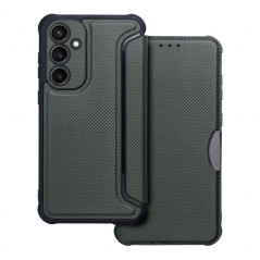 Peněženkové pouzdro Razor Book na Samsung Galaxy S23 FE Uhlíkové vlákno, Karbonový vzor  Tmavě zelený