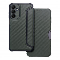 Peněženkové pouzdro Razor Book na Samsung Galaxy A15 5G Uhlíkové vlákno, Karbonový vzor  Tmavě zelený