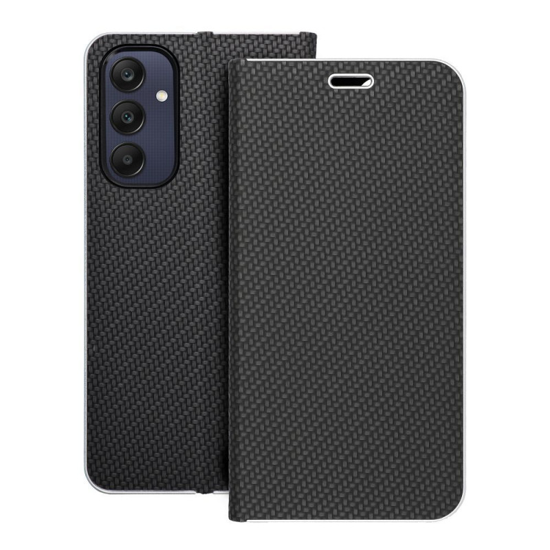 Peněženkové pouzdro LUNA Book Carbon na Samsung Galaxy A25 5G Uhlíkové vlákno, Elegantní  Černý