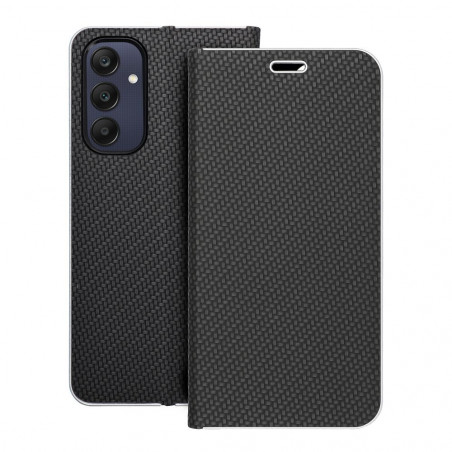Peněženkové pouzdro LUNA Book Carbon na Samsung Galaxy A25 5G Uhlíkové vlákno, Elegantní  Černý