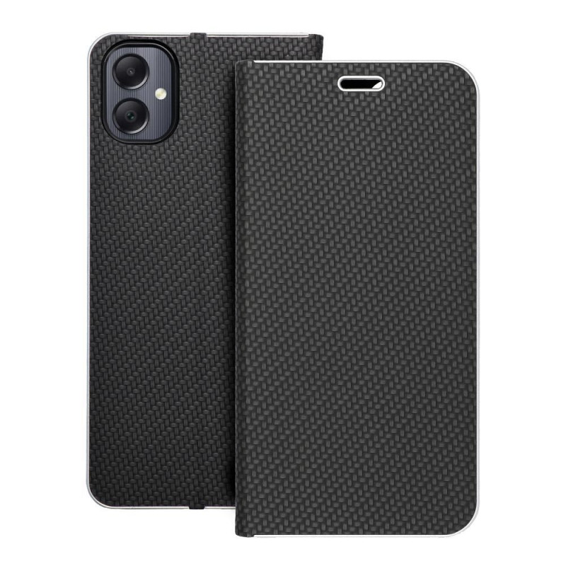 Peněženkové pouzdro LUNA Book Carbon na Samsung Galaxy A05 Uhlíkové vlákno, Elegantní  Černý