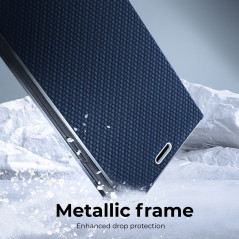 Peněženkové pouzdro LUNA Book Carbon na Samsung Galaxy A05 Uhlíkové vlákno, Elegantní  Modrý