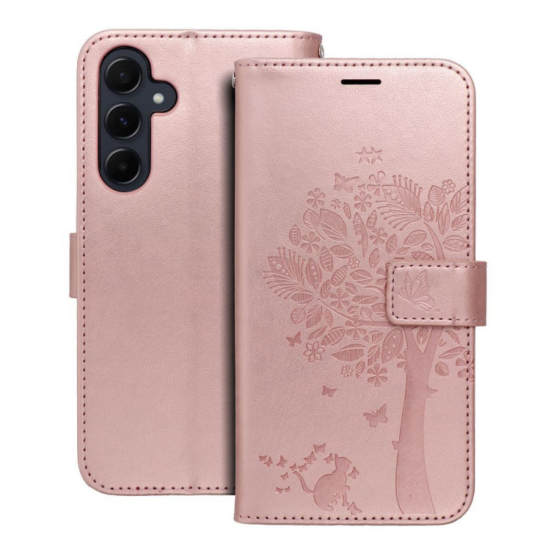Peněženkové pouzdro MEZZO Book na Samsung Galaxy A55 Strom  Růžovo-zlatý
