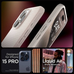Kryt Spigen  Liquid Air na Apple iPhone 15 Pro Max Přírodní titanová