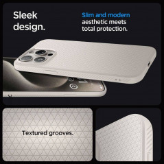 Kryt Spigen  Liquid Air na Apple iPhone 15 Pro Max Přírodní titanová