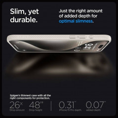 Kryt Spigen  Liquid Air na Apple iPhone 15 Pro Max Přírodní titanová
