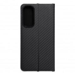 Peněženkové pouzdro LUNA Book Carbon na Samsung Galaxy A55 Uhlíkové vlákno, Elegantní  Černý