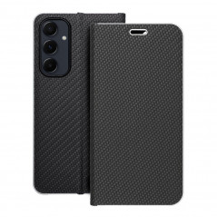 Peněženkové pouzdro LUNA Book Carbon na Samsung Galaxy A55 Uhlíkové vlákno, Elegantní  Černý
