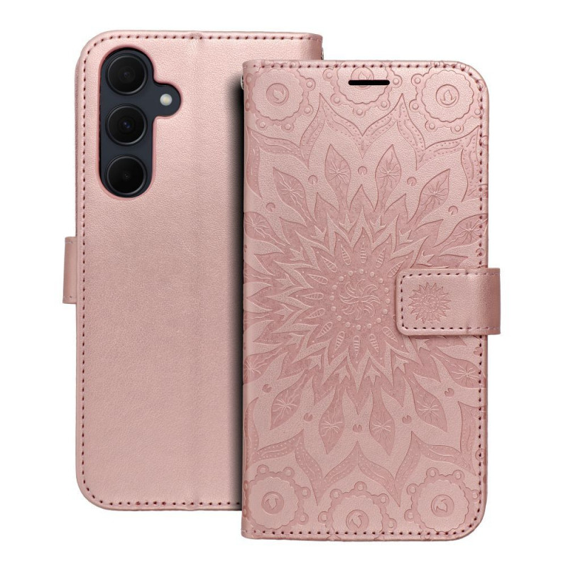 Peněženkové pouzdro MEZZO Book na Samsung Galaxy A35 Mandala  Růžovo-zlatý
