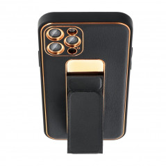 Kryt LEATHER Case Kickstand na Samsung Galaxy A05 Černý