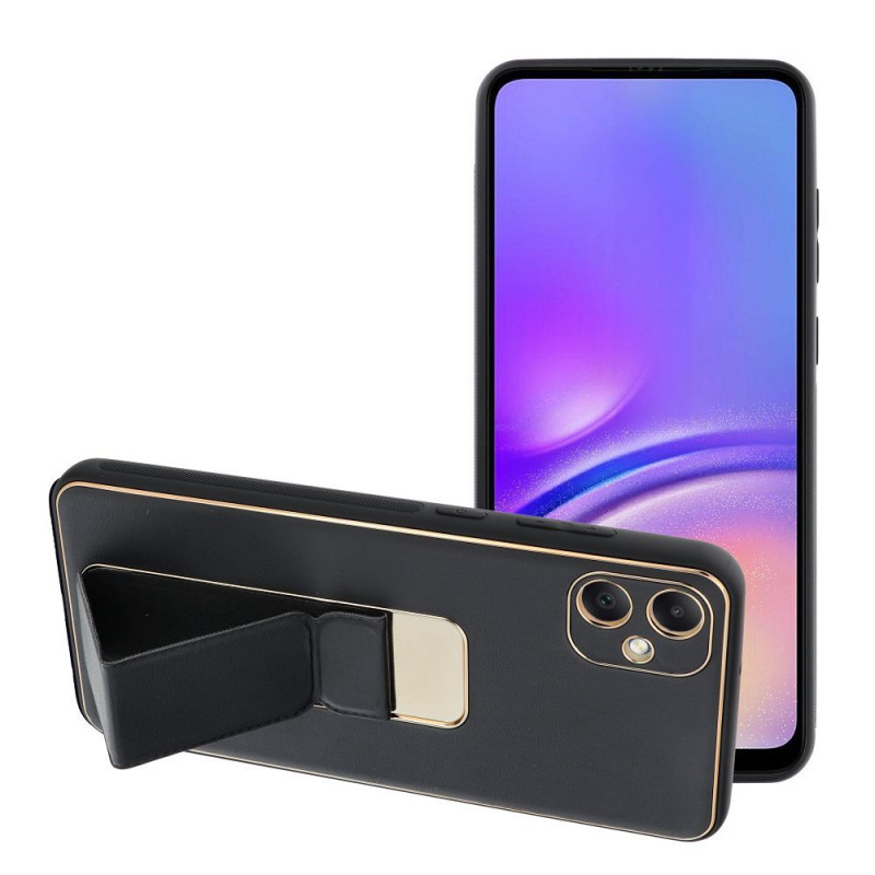 Kryt LEATHER Case Kickstand na Samsung Galaxy A05 Černý