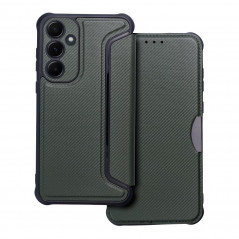 Peněženkové pouzdro Razor Book na Samsung Galaxy A55 Uhlíkové vlákno, Karbonový vzor  Tmavě zelený